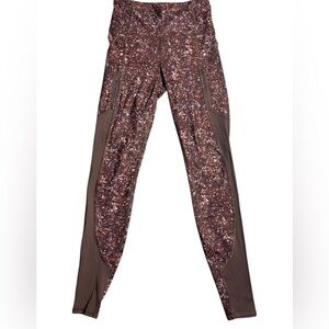 Athleta Rainier Printed Leggings XXS • Brown Multi Abstract • Fleece-Lined